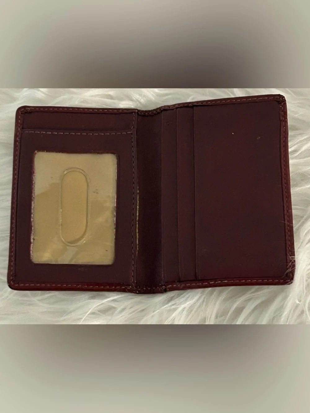 Coach Signature Burgundy Canvas Leather Wallet Mini Compact ID Holder - Picture 6 of 7
